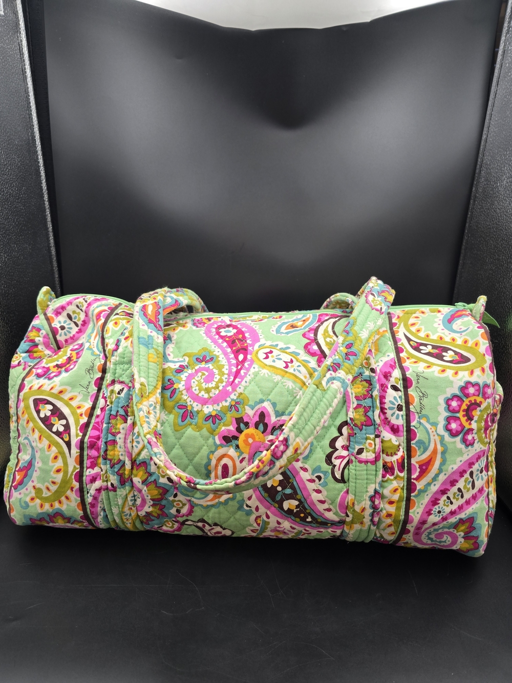 Vera Bradley Quilted Paisley Duffel in Mint Green and Pink - Picture 5 of 16